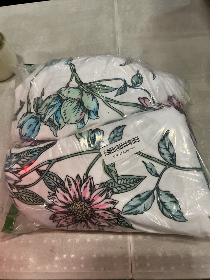 Condition photo showing Good Condition for jsd white blue floral printed sheet set king size, 4 piece botanical microfiber sheets extra deep pocket floral 1 king