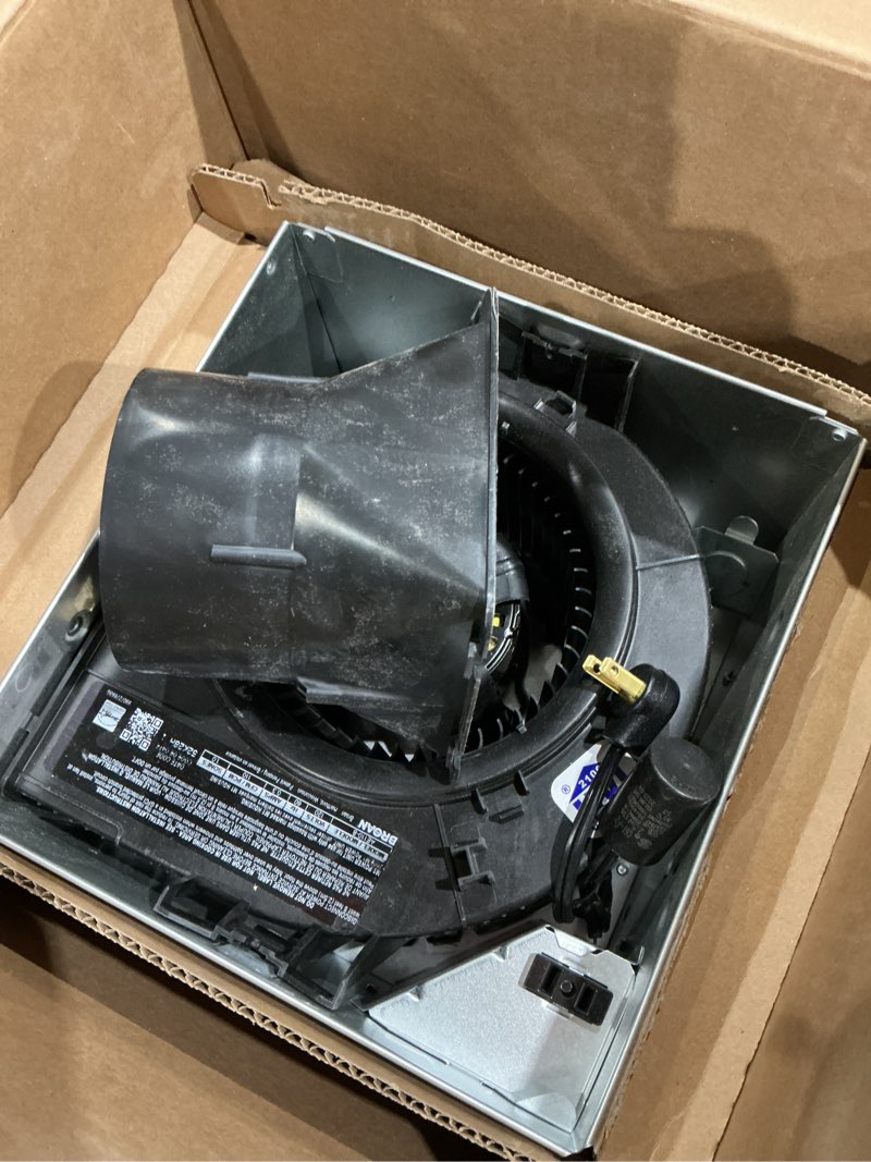 Condition photo showing As Is for broan ae110 invent energy star qualified single-speed ventilation fan  110 cfm 1.0 sones  white