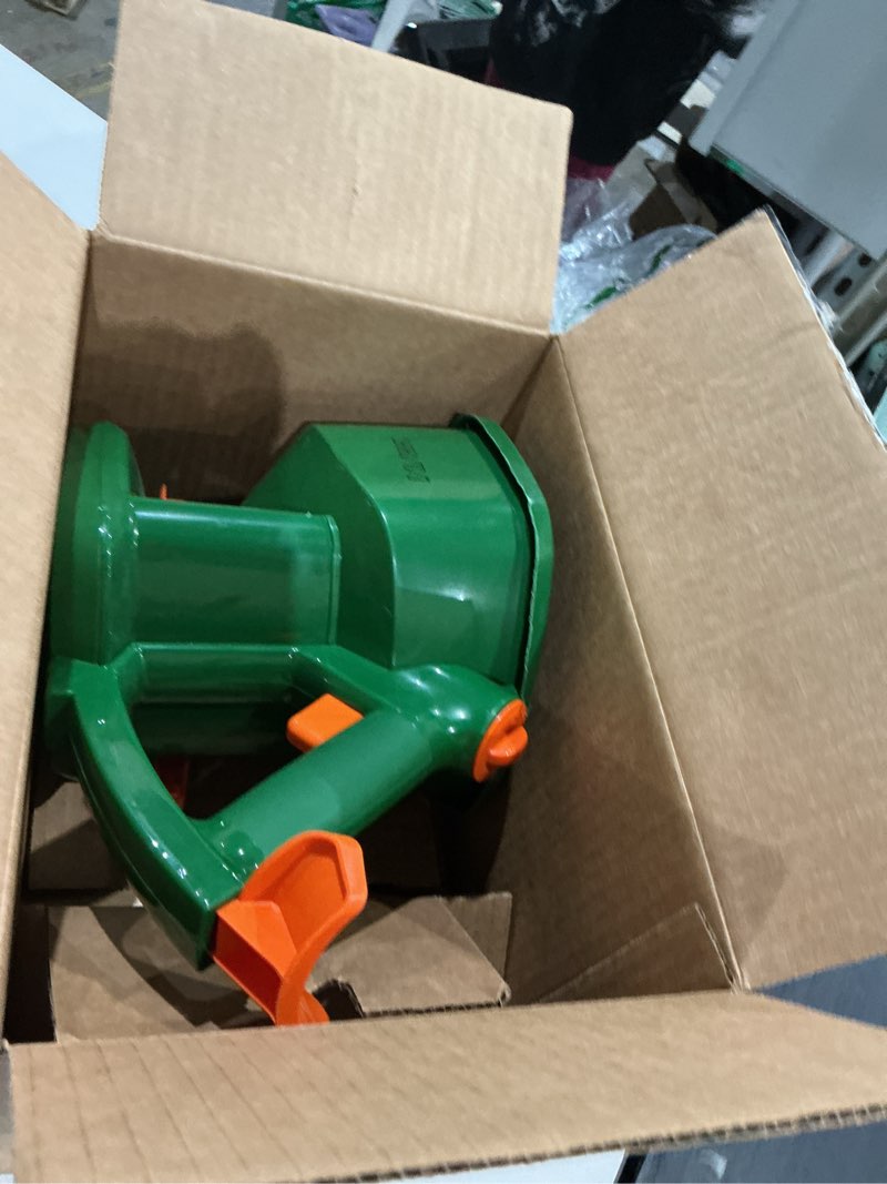 Condition photo showing Good Condition for whirl hand-powered spreader holds up to 1,500 sq.ft., handheld spreader for seed, fertilizer, salt and ice melt