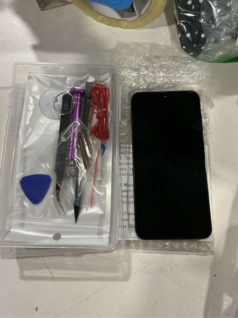 Condition photo showing As Is for amoled screen replacement for samsung galaxy s23 plus 5g for samsung s23plus sm-s916u sm-s916u1 lcd display digitizer touch assembly support fingerprint (black frame+protector+adhesive+tools)