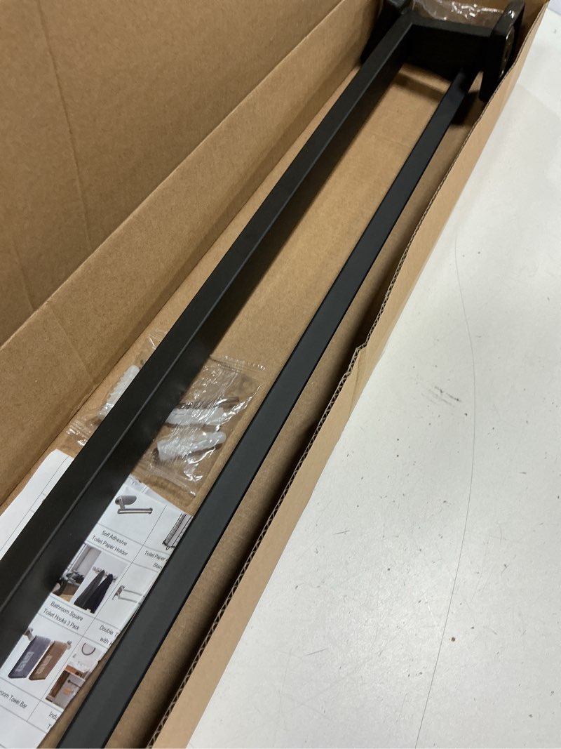 Condition photo showing Good Condition for NearMoon Towel Bar, Bath Accessories Premium Thicken Stainless Steel Square Shower Towel Rack for Bathroom, Towel Holder Wall Mounted (2 Pack, Matte Black, 24 Inch) 2 Pack 24 Inch Matte Black