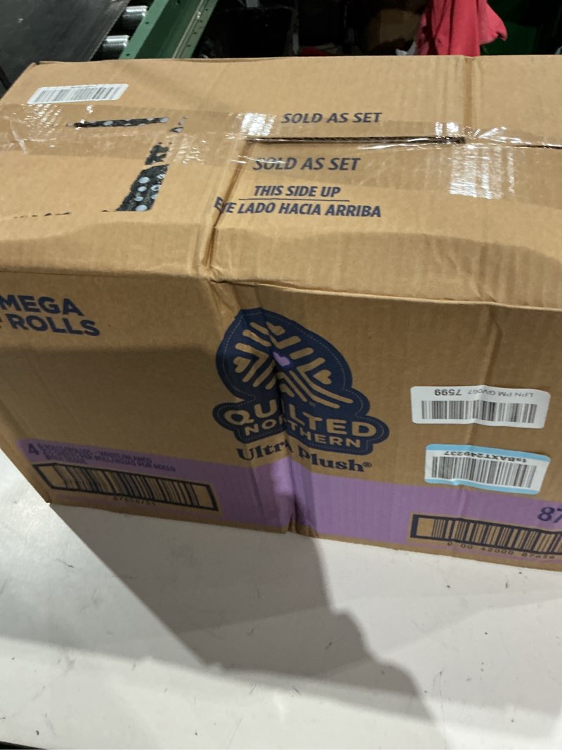 Condition photo showing New/Like New for quilted northern ultra plush toilet paper, 24 mega rolls = 96 regular rolls, 3x thicker*, 3 ply soft toilet tissue 24 mega rolls (pack of 1)