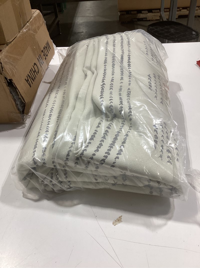 Condition photo showing Good Condition for 100% boho blackout curtains 84 inches long for bedroom, grey on beige patterned bohemian curtains for living room, geometric striped thermal insulated window drapes gromment top 2 panels grey 52"w x 84"l (pack of 2)