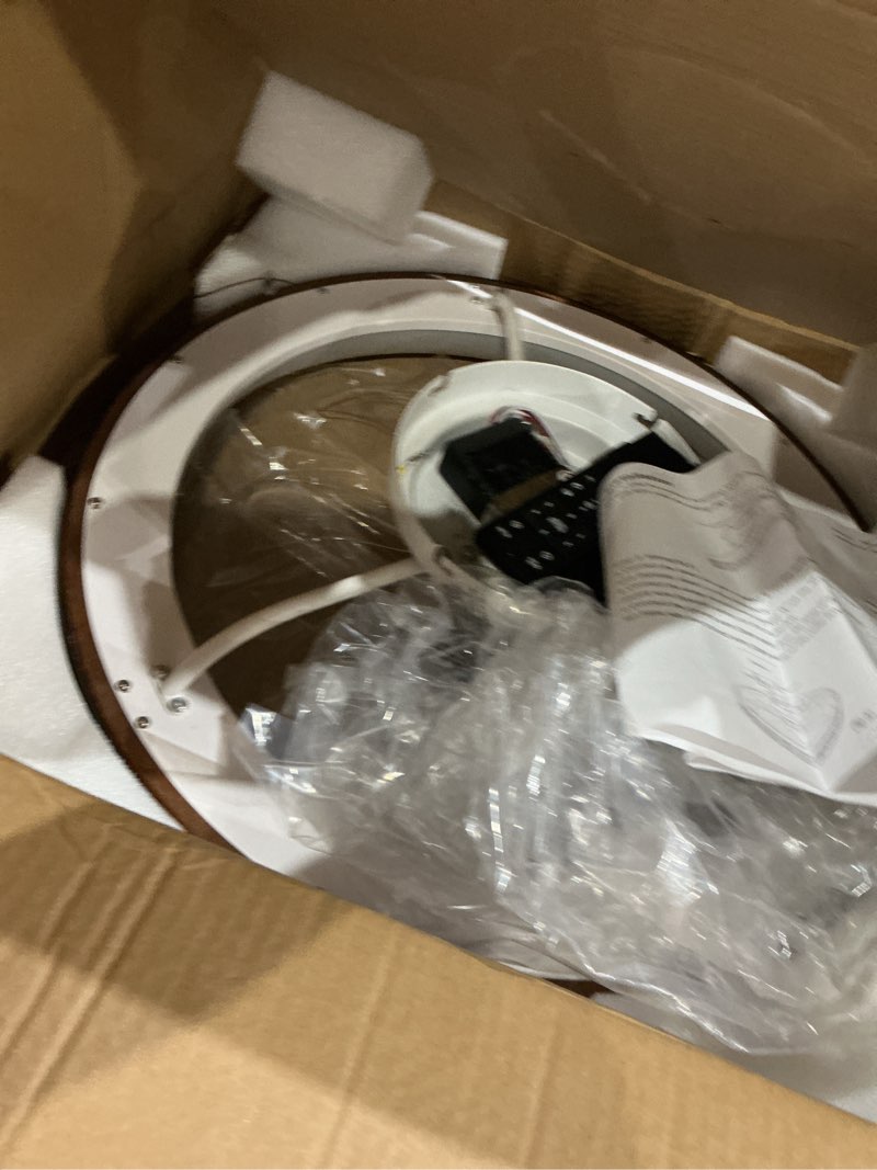 Condition photo showing As Is for integrated led modern indoor flush mount black ceiling