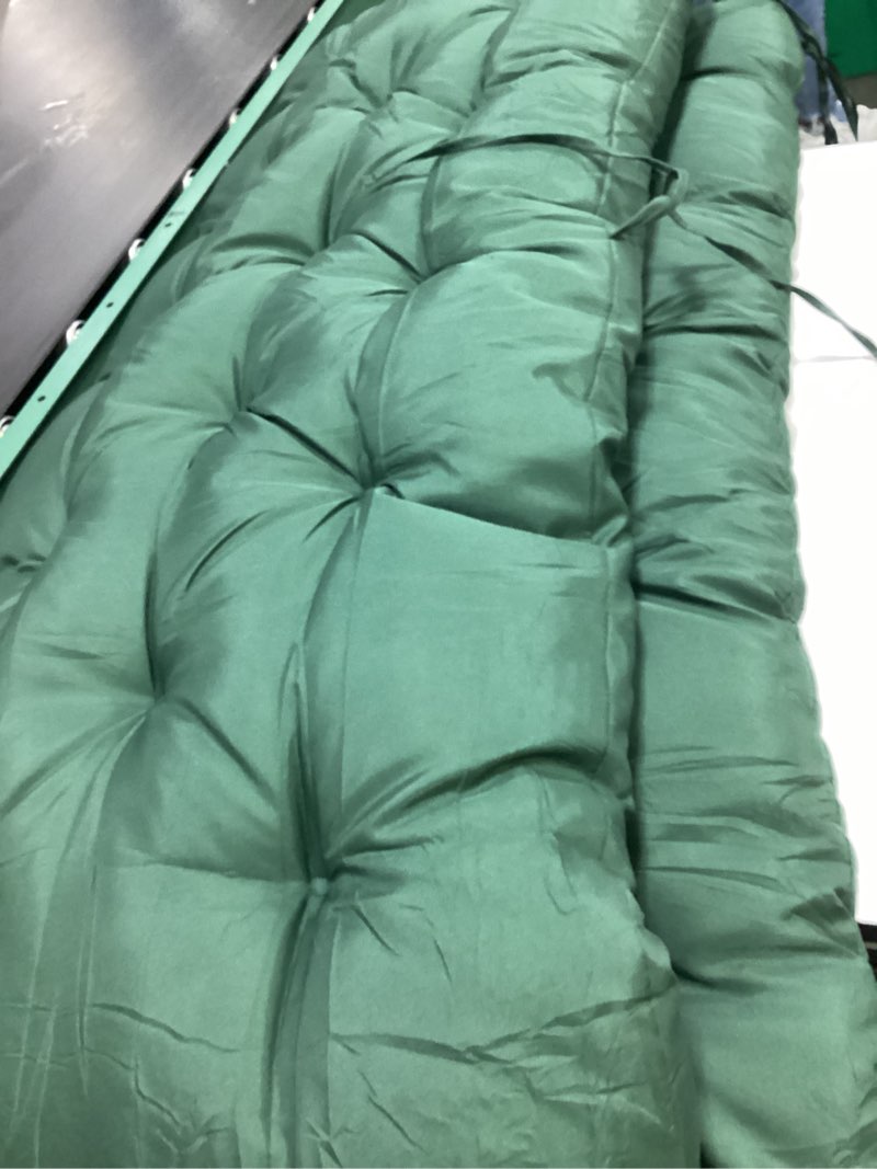 Condition photo showing Good Condition for everpine porch swing cushions, 60x40 inch outdoor swing cushion replacement 2-3 seater with backrest, waterproof bench cushion with ties for patio furniture (green)