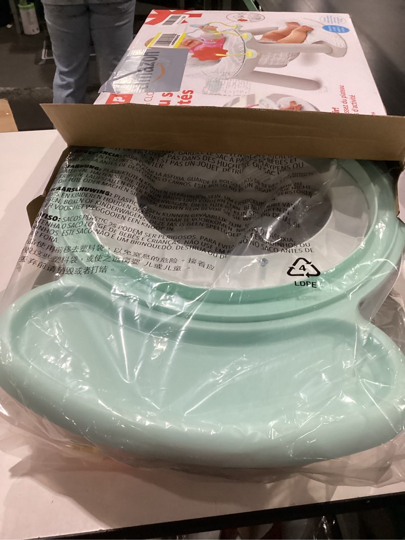 Condition photo showing New/Like New for skip hop 2-in-1 sit-up activity baby chair, silver lining cloud activity chair