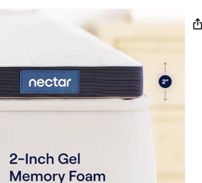 nectar firm mattress topper - king - 2" gel memory foam mattress topper - breathable & comfortable -