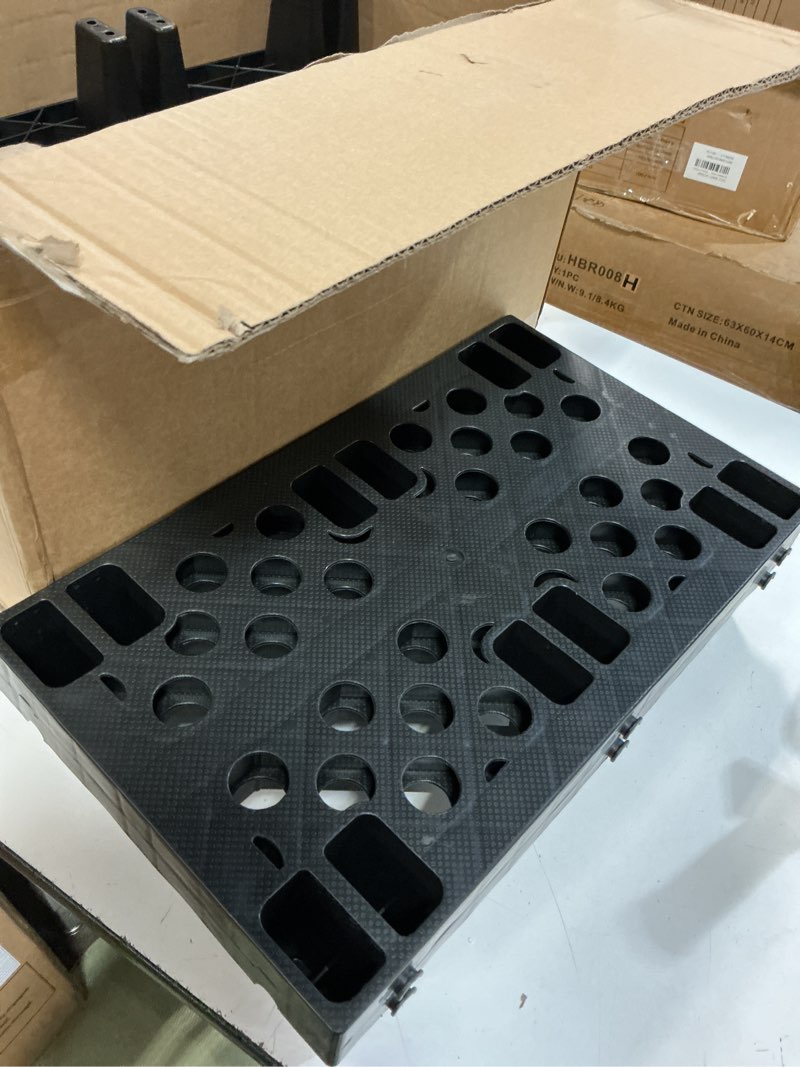 Condition photo showing Good Condition for 10 pcs plastic pallets for basement storage nestable moisture waterproof lightweight floor pallets with breathable grid for indoor outdoor supermarket warehouse (19.6 x 11.8 x 3.9 inch,black) 19.6 x 11.8 x 3.9 inch black 10
