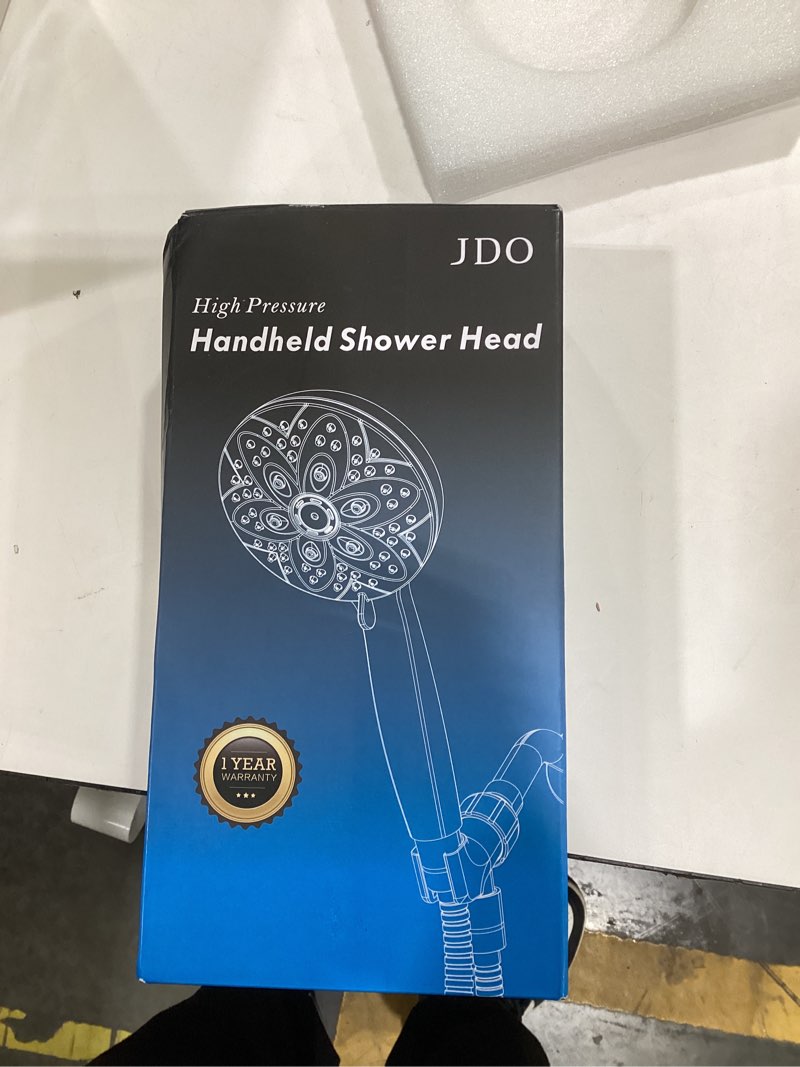 Condition photo showing New/Like New for 6-Setting Shower Head with Handheld, JDO High Pressure Hand held Shower Head, 4.7 Inch Chrome Detachable Showerhead Set with 59 Inch Stainless Steel Hose and Adjustable Showerhead Holder 6 Modes Chrome