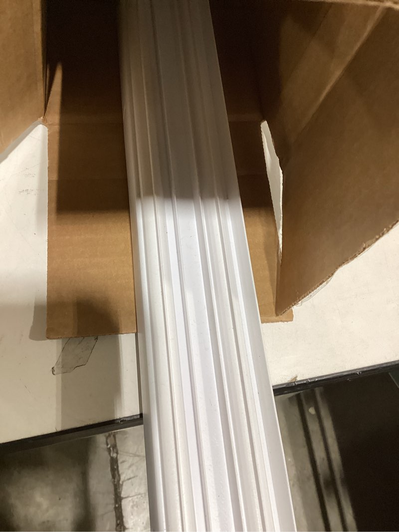 Condition photo showing As Is for pvc slide-on door bottom | adjustable plastic weatherstrip door bottom with drip cap | 3 feet (36-inch) | for 1 3/4” doors | white | fits gaps 3/8” to 7/8” | made in the usa