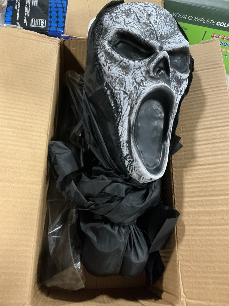 Condition photo showing Good Condition for scary screaming scarecrow ghost decor for halloween, yard ornaments with windy ghost, robust design for front yard, lawn home decor