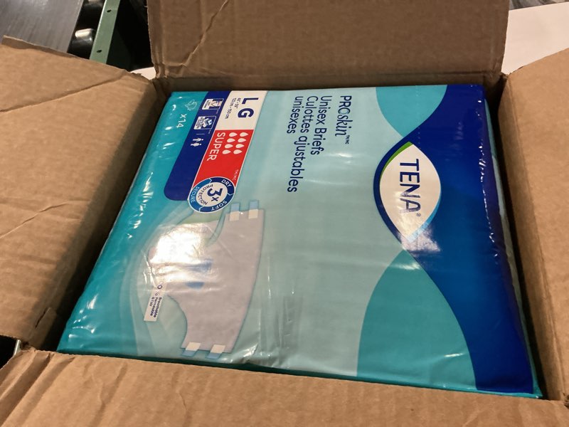 Condition photo showing New/Like New for Tena Incontinence Adult Diapers, Maximum Absorbency, Disposable Briefs, ProSkin - Large - 56 ct Large 56