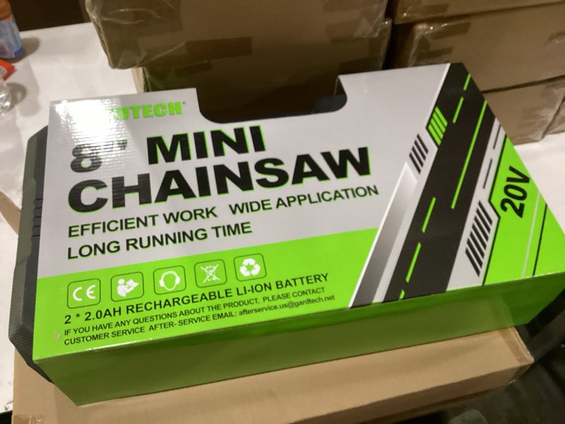 Condition photo showing New/Like New for Not tested Gardtech Mini Chainsaw Cordless 8 Inch - Portable Electric Chainsaw Cordless Battery Powered, Handheld Small Chain Saw with 2-side Security Lock [Southpaws Friendly] for Wood Cutting, Pruning Branches