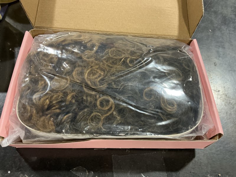 Condition photo showing Good Condition for short loose curly afro wigs 6 inch ombre blonde big bouncy kinky curly bob wig with bangs for women synthetic heat resistant full hair wig loose curly - ombre blonde