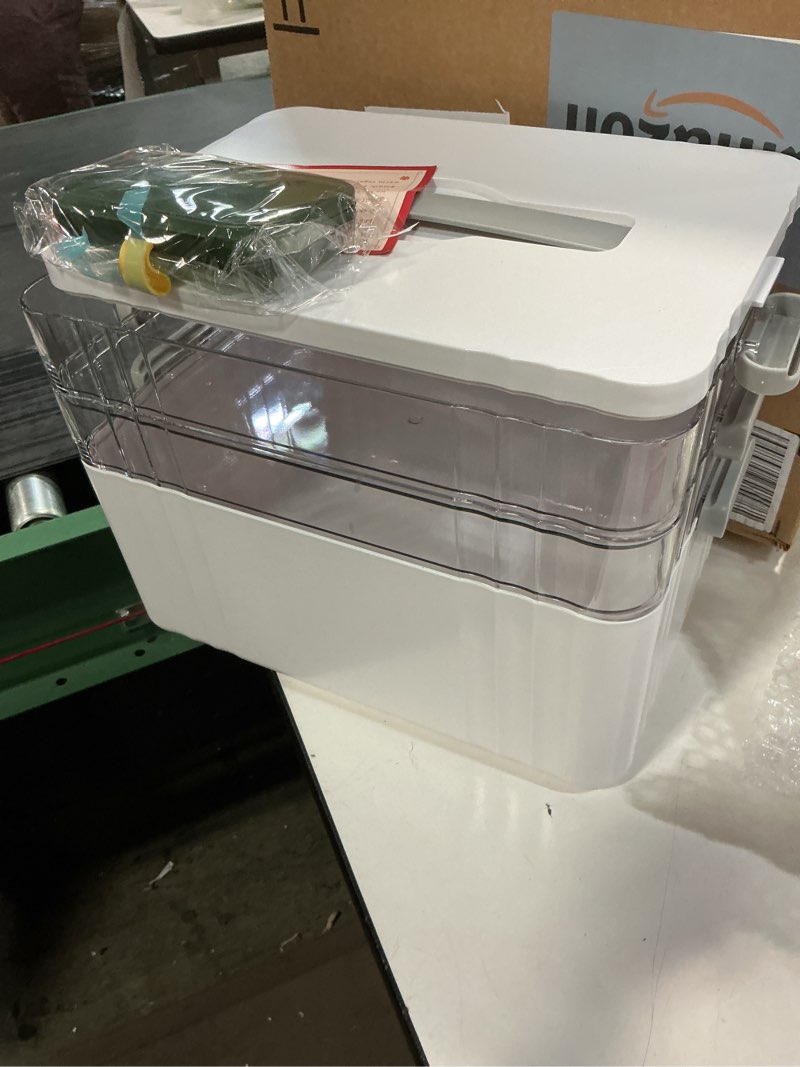 Condition photo showing Good Condition for 3-Tier Medicine Organizer - Portable Medicine Cabinet with Plastic Handle, Multipurpose Medical Box with Pill Box, Empty First Aid Kit for Home