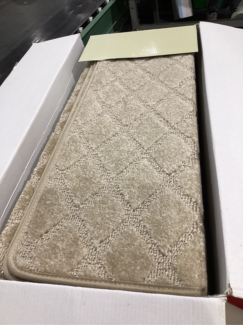 Condition photo showing Good Condition for MBIGM Bullnose Non-Slip Stair Treads w/Reusable Adhesive - 14 Pack 9.5" x 30" Wooden Steps Protection - TPU Backing with Steel Reinforcement - Diamond-Warm Ivory Bull Nose Stair Treads 9.5" x 30" Warm Ivory - Diamond 14