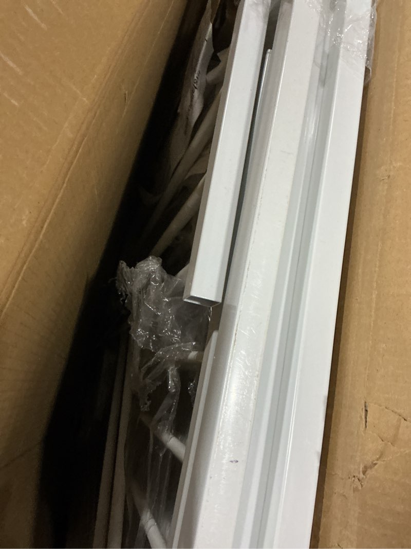 Condition photo showing As Is for hooen extra wide baby gate for doorways stairs 86-105 inch wide pressure mounted dog gates for the house walk through gates indoor safety child gates for kids or pets (86.3"-105") 86.3"-105"/219-267cm white