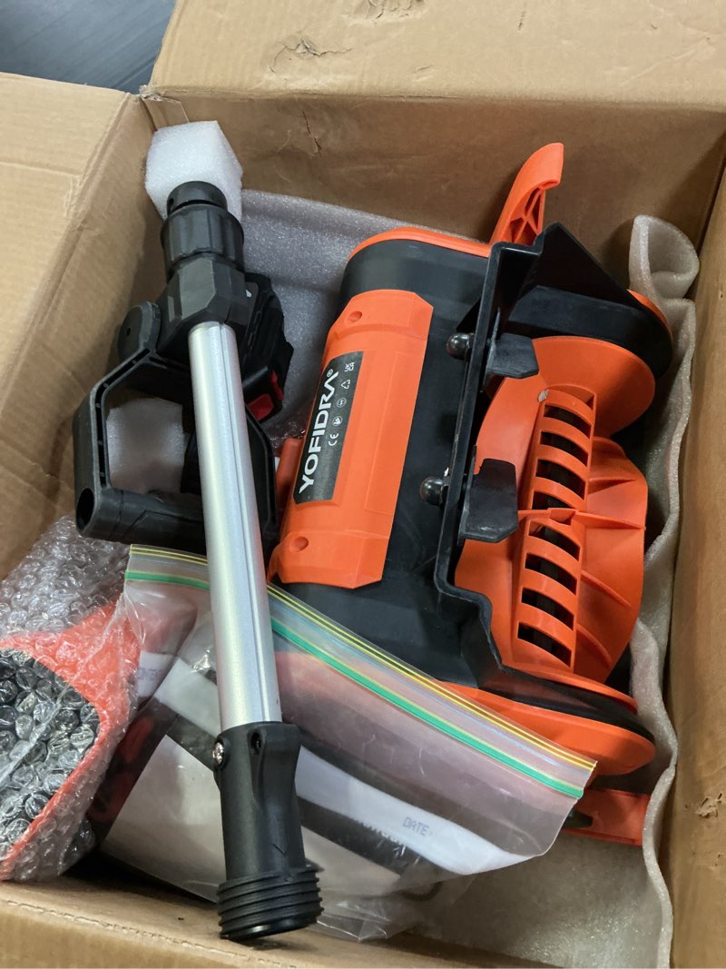 Condition photo showing Good Condition for cordless snow shovel, electric snow shovel 12" width 6.7" depth cleaning and 20ft throwing distance, 4 ah 21v battery brushless snow mover with adjustable front handle for driveway, steps, patio