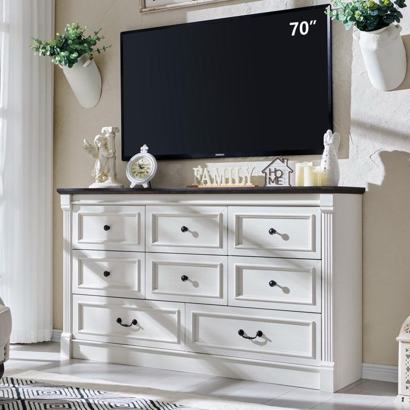 Aitjunz Farmhouse 8 Drawers Dresser for Bedroom, 61" Wide Wood Rustic