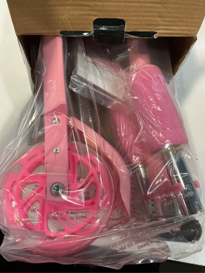 Condition photo showing Good Condition for kick scooter for 3+years old boys & girls lightweight, foldable, aluminum frame, and adjustable handlebars, rear brake, and flashing light up wheels pink