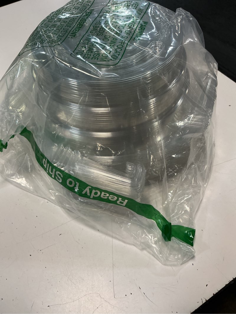 Condition photo showing Good Condition for tandefio 30 pcs eight-inch hanging plant water catcher tray bulk, plastic clear plant saucer drip pans hanging basket water catcher for indoor outdoor basket flower pot