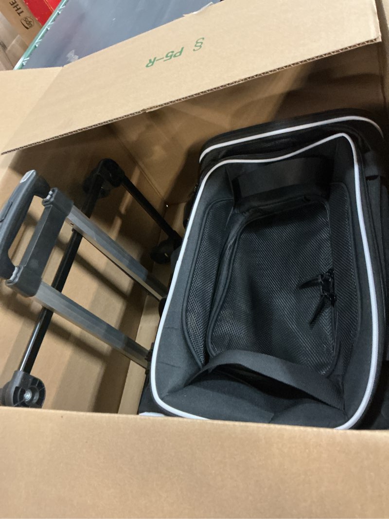 Condition photo showing Good Condition for Petskd Top-Expandable Pet Carrier with Wheels 18x11x11 Inches Delta American United Airline Approved, Soft-Sided Carrier for Small Cats Dogs with Locking Safety Zippers and Anti-Scratch Mesh(Black) 18.0"L x 11.0"W x 11.0"H Black with Wheels