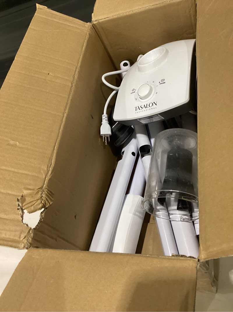 Condition photo showing As Is for TASALON Professional Facial Steamer Machine on Wheels, Standing Esthetician Steamer with Hot Ozone Mist, Facial Be Used for Skin Rejuvenation, Steamer for Facial Used for Spa or Personal Care, White