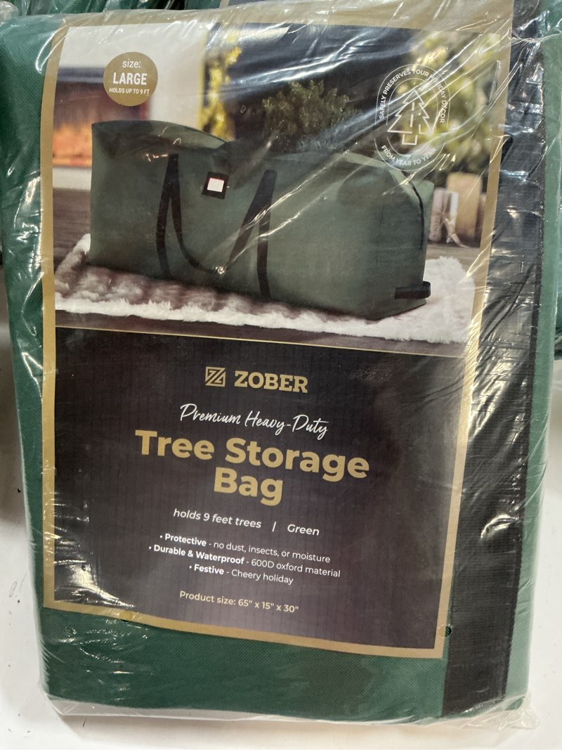 Condition photo showing New/Like New for zober 600d oxford fabric large christmas tree storage bag - fits 9 ft artificial trees - tear proof waterproof christmas tree bag for storage box for xmas - strong, durable handles - card slot - green 9 ft green