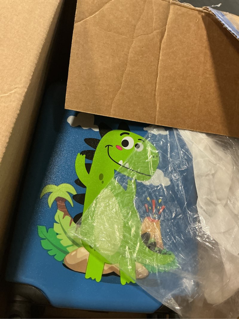 Condition photo showing Good Condition for emissary dinosaur kids suitcase for boys, 18" hardside dinosaur toddler suitcase set with spinner wheels and backpack, kids carry on luggage set rolling travel kid's luggage gifts airline approved