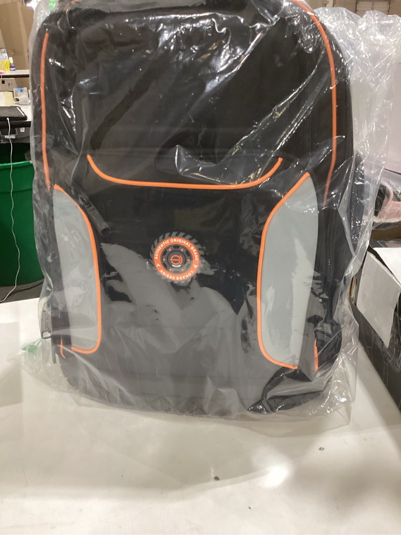 Condition photo showing Good Condition for backpack tool bag with wheel, rolling tool backpack for electrician heavy duty roller tool bag on wheel for construction work, 75 pockets & loops tool backpack with molded base and combination lock black