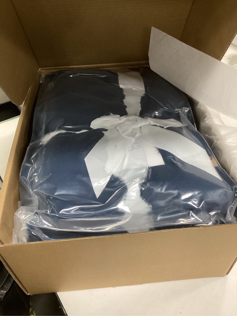 Condition photo showing New/Like New for UGG Plush Faux Fur Throw Blanket Reversible Medium Weight Luxury Soft Throw Blankets for Bed or Chair, Hypoallergenic, Machine Washable, Home Decor, 50-inch x 70-inch, Indigo Navy Blue (Euphoria) Blue Throw