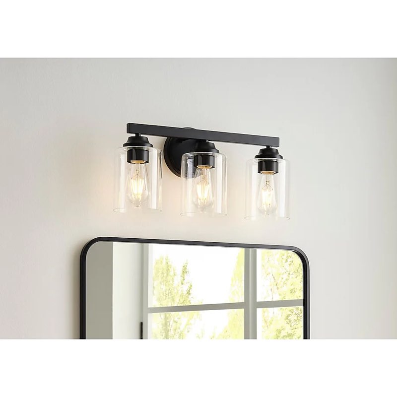 allen + roth Emeryson 17.75-in 3-Light Matte Black Transitional Vanity Light