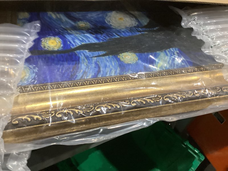 IPIC - Starry Night Vincent Van Gogh Paintings, Giclee Canvas Print Wall Art with Solid Wood Frame f