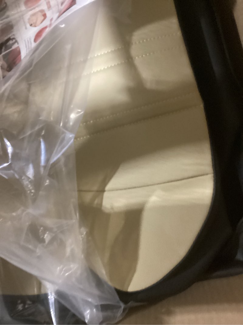 Condition photo showing Good Condition for AOOG Front Seat Covers, Car Seat Covers Front Seats, Leather Seat Covers for Cars, Waterproof Seat Covers with Lumbar Support Universal Fit for Most Cars SUV Trucks(Front Pair, Beige&Black) FRONT PAIR BEIGE&BLACK