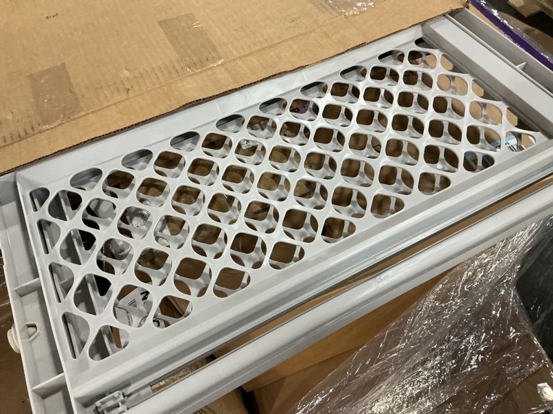 Condition photo showing New/Like New for mypet universal pet gate: 26” - 42” wide dog gate for doorways with pressure fit or swinging door hardware mounting types included: 26" tall; gray