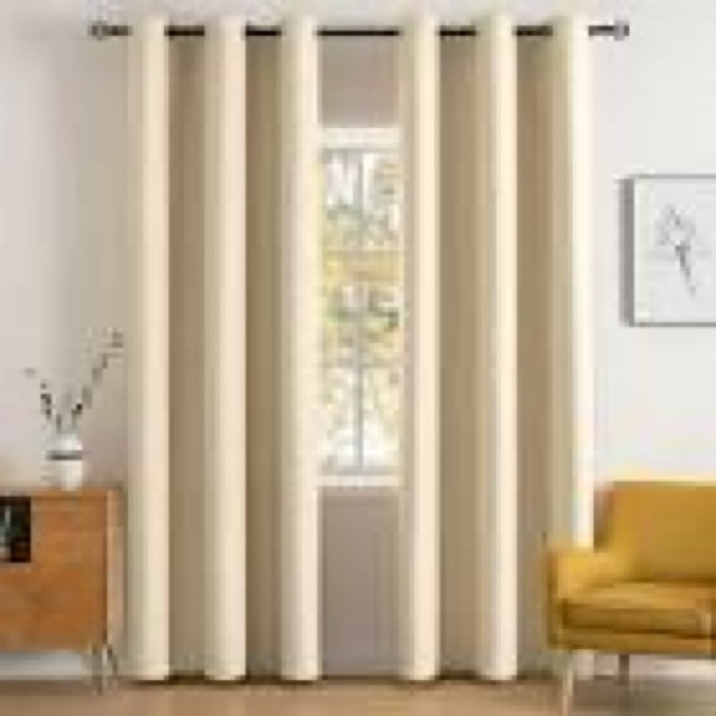 miulee 90\" long room darkening curtains thermal insulated drapes solid window treatment set grommet top light blocking blackout curtain for living room/bedroom 2 panels beige beige 42\"w x 90\"l (pack of 2)