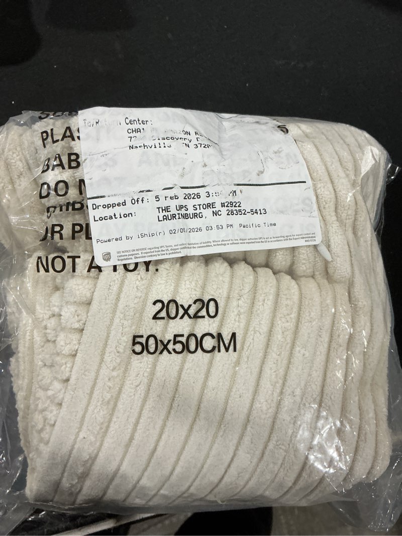 Condition photo showing Good Condition for decorUhome Spring Corduroy Cream White Throw Pillow Covers 20x20 Set of 2 Decorative Soft Boho Farmh