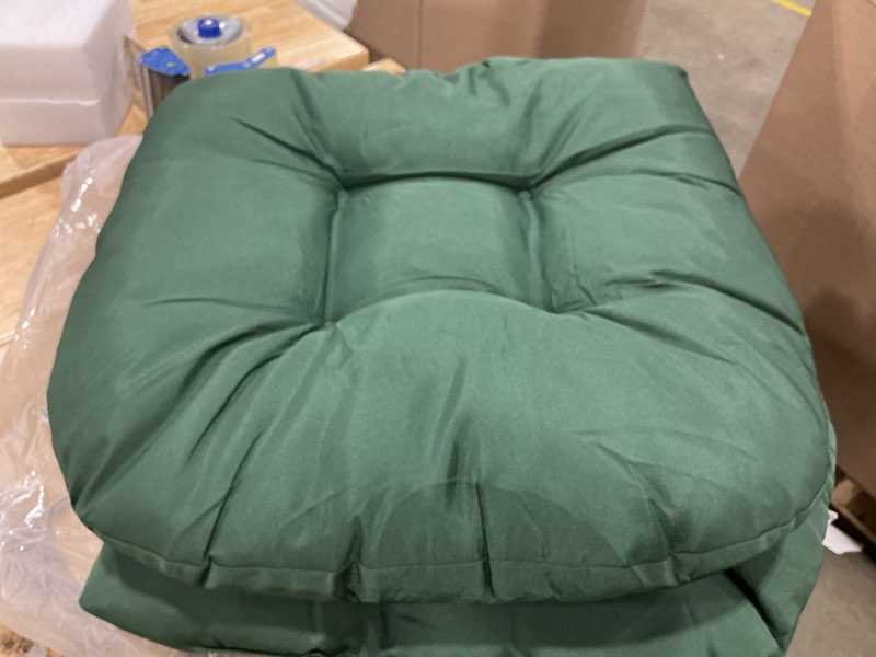 Condition photo showing Good Condition for srutirbo outdoor chair seat cushions set of 2, waterproof 19" x 19"u-shaped patio chair cushions for indoor/outdoor wicker chair rocking chairs, garden furniture kitchen dining room (dark green)