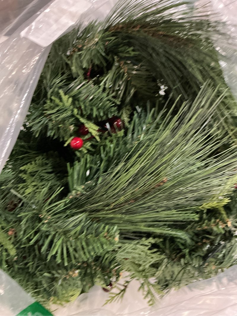 Condition photo showing Good Condition for prelit christmas garland with lights dailyart 9ft 80led christmas wreath lights with timer by battery operated artificial garland light with remote for fireplace stairs table window xmas decoration