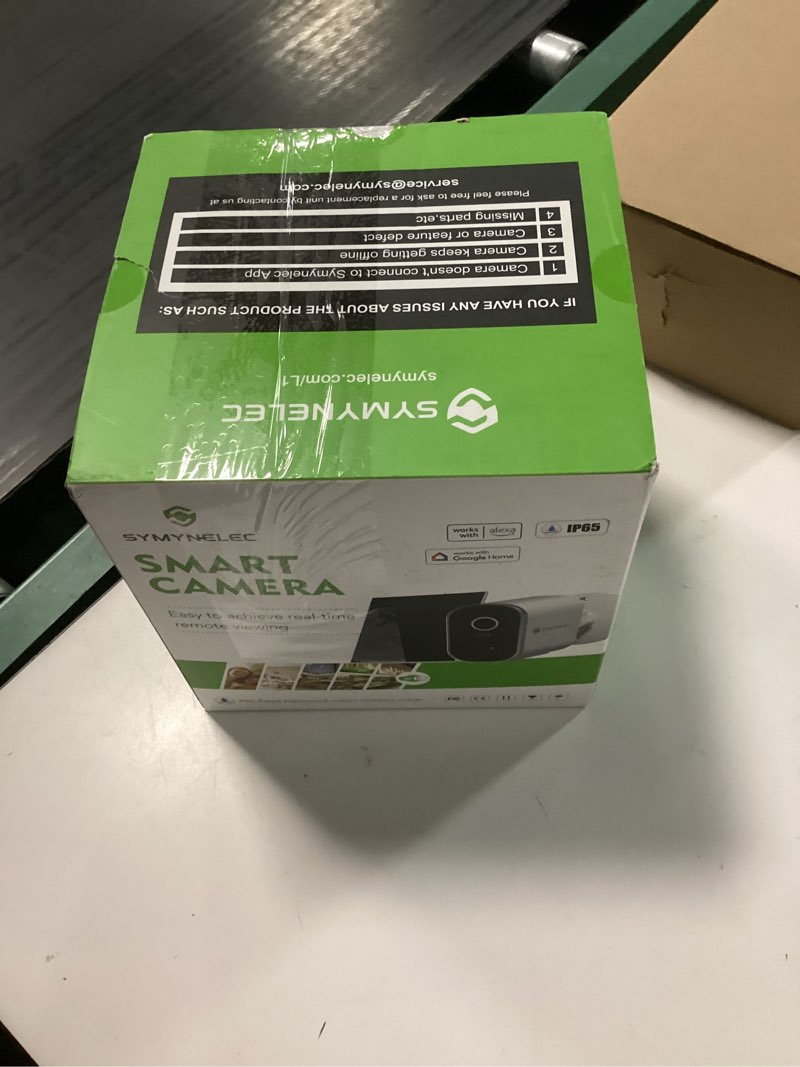 Condition photo showing New/Like New for symynelec solar security cameras outdoor: 4-pack wireless surveillance system - 2k night vision motion detection - waterproof home monitoring year-round for homeowners 2.4ghz only 4 packs