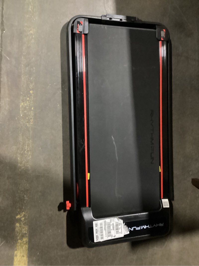 Condition photo showing As Is for RHYTHM FUN Treadmill with Incline, Walking Pad with Handle Bar,300lbs Walking Pad with APP, Portable Folding Walking Treadmills for Home/Office with Low Noise Incline With Grip