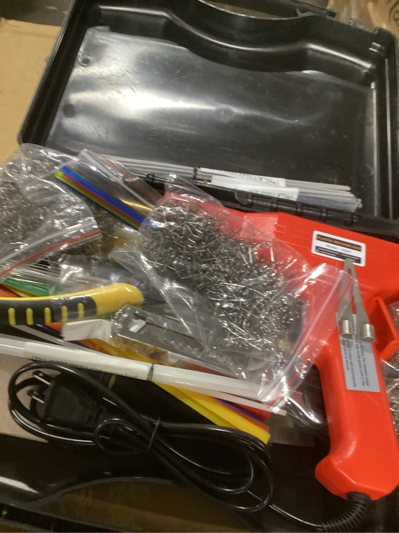 Condition photo showing New/Like New for Upgraded 220W Plastic Welder, 2 in 1 Plastic Welding Kit Plastic Repair Welder Kit 1000PCS Hot Stapler Soldering Gun with 100PCS Plastic Welding Rods Car Bumper Repair Kit for Most Plastic Repair Red