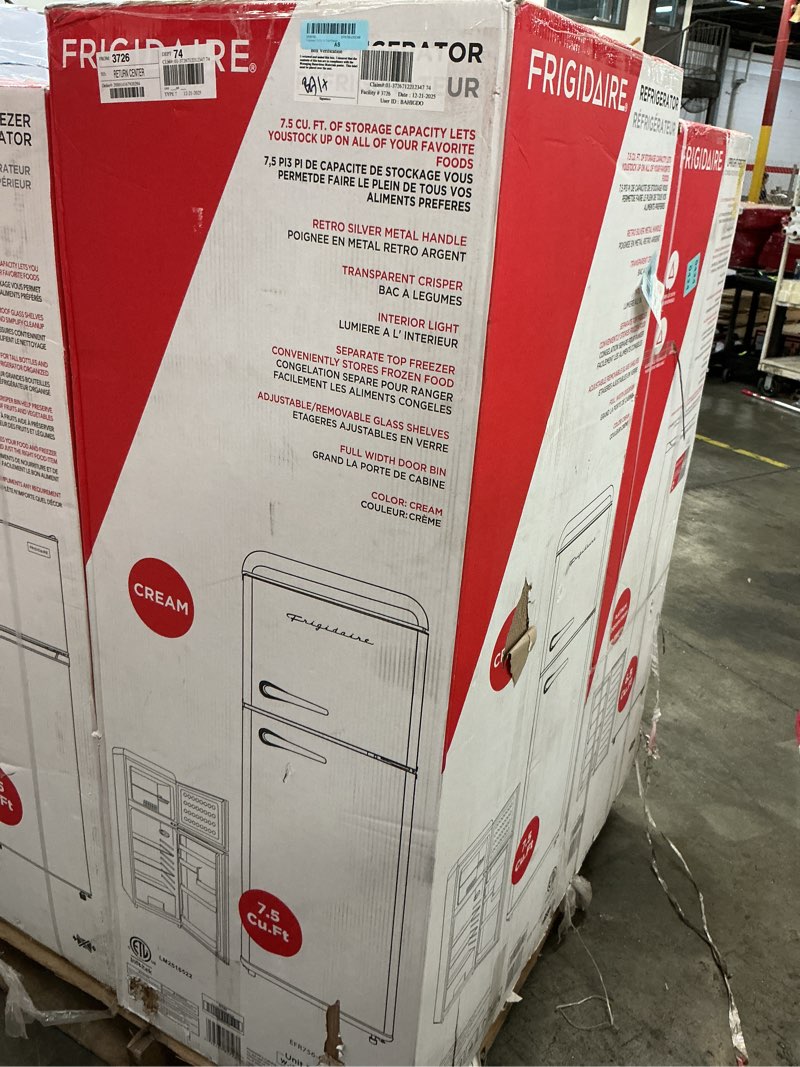 Condition photo showing Good Condition for Frigidaire 7.5 Cu. ft. Top Freezer Refrigerator  Cream  Rounded Corners - Retro  EFR756