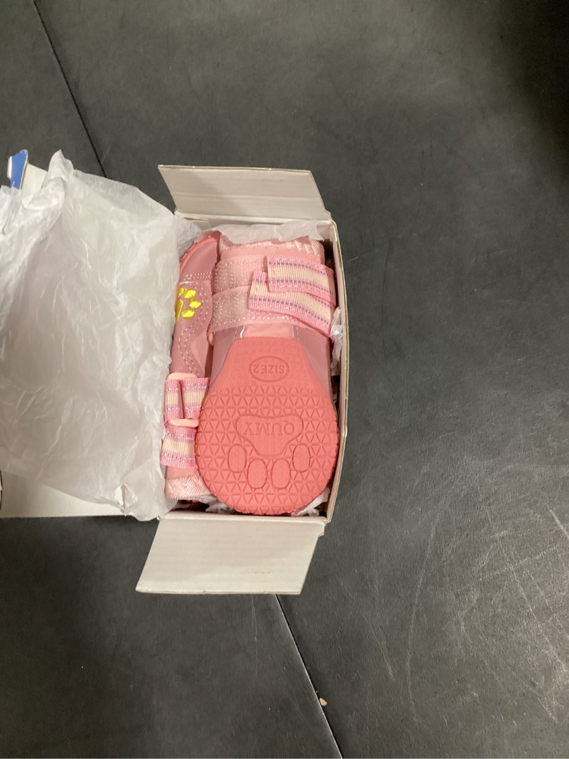 Condition photo showing Good Condition for qumy dog shoes for large dogs, medium dog boots & paw protectors for winter snowy day, summer hot pavement, water-resistant in rainy weather, outdoor walking, indoor hardfloors skid-resistant sole pink size 2: 1.9''x2.4''(w*l) (pack of 4)