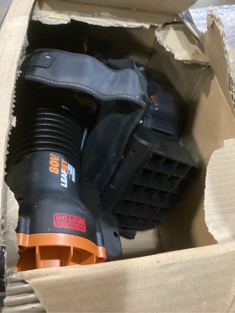 Condition photo showing Good Condition for WORX Nitro WG572 80V Cordless Leaf Blower, Backpack Blower with 800CFM & 150MPH, Electric Blower for Lawn Care with Brushless Motor & Variable Air Control, 4 Batteries & Basecamp Charger Included 800CFM 80V Blower w/(4)5.0 Ah Batteries