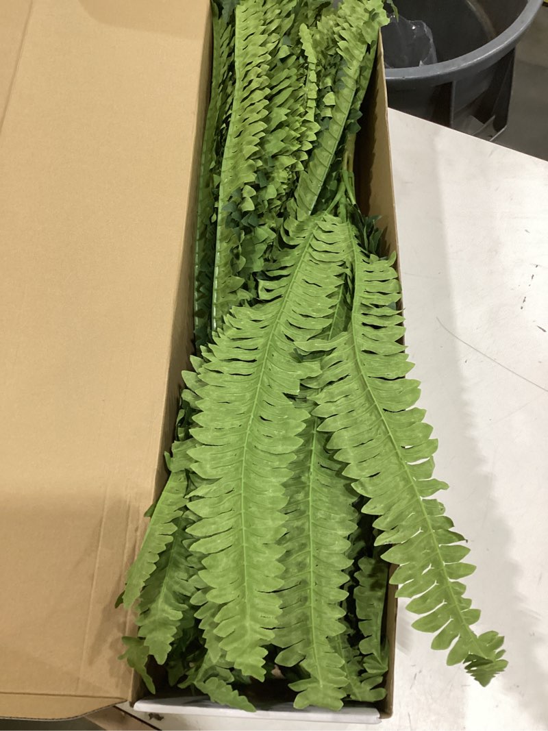 Condition photo showing Good Condition for 42" artificial boston fern large bush plants, 2 bundles of fake ferns with 65 fronds for outdoors home decor 42" 2 pcs