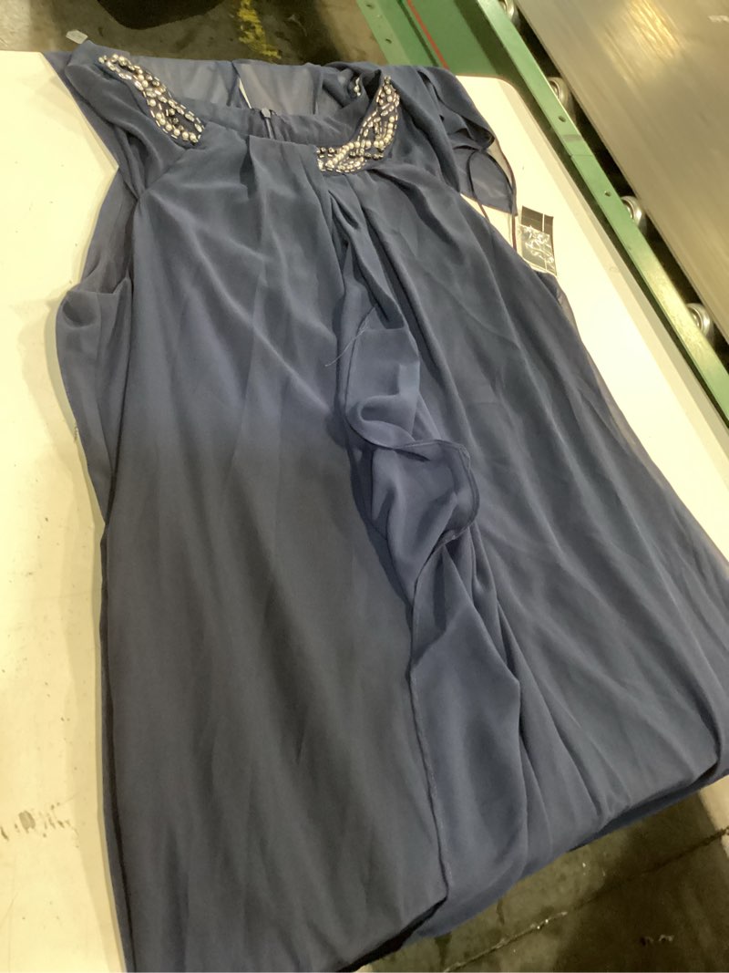 Condition photo showing Good Condition for zise 18 s.l. fashions womens jewel neck drape front dress 18 navy capelet sleeve