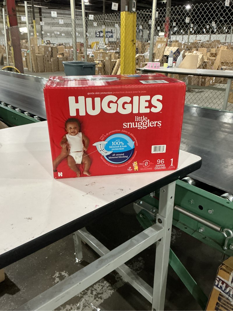 Condition photo showing New/Like New for Huggies Size 1 Diapers, Little Snugglers Baby Diapers, Size 1 (8-14 lbs), 96 Count, Packaging May Vary Size 1 96