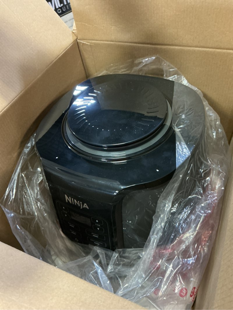 Condition photo showing Good Condition for ninja air fryer | 4 qt capacity | 4-in-1 roast, crisp, roast, reheats, & dehydrates | dishwasher safe parts | 105°f-400°f | includes 20 easy & healthy recipes | 1550 watt | grey | af101