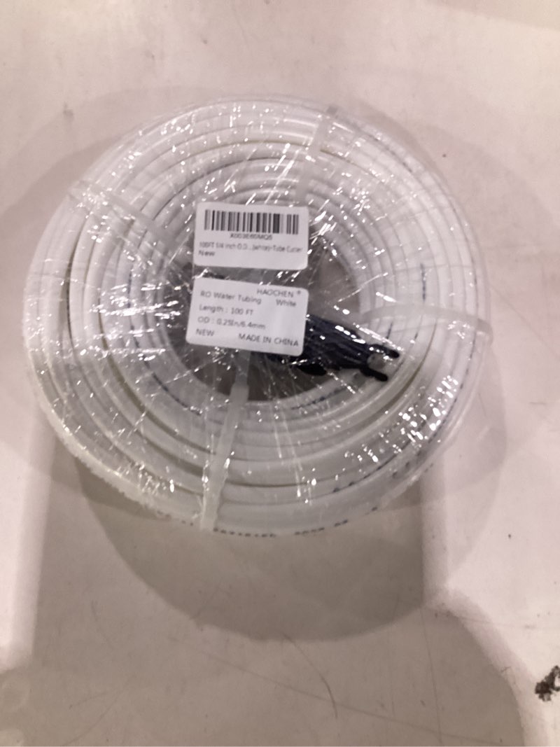 Condition photo showing New/Like New for 100ft 1/4 inch o.d.ro water tubing,nsf certified pipe for ro(reverse osmosis) water purifier filter system,bpa free flexible plastic hose(white)+tube cutter